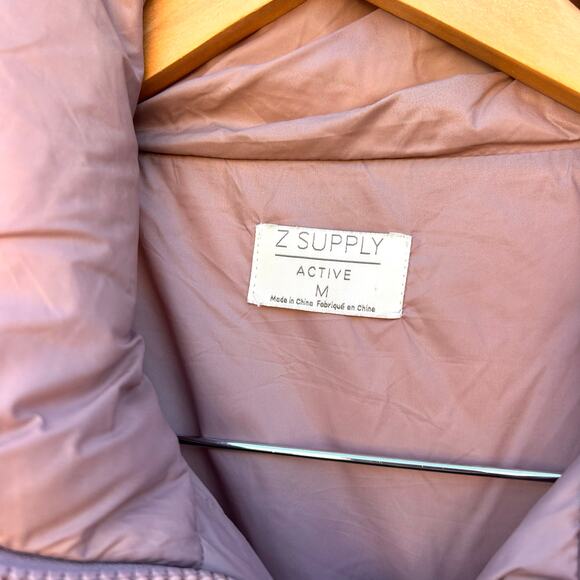 Z Supply Parker Puffer Cropped Jacket Mauve Purple Medium Pink Coat Winter - Picture 5 of 13